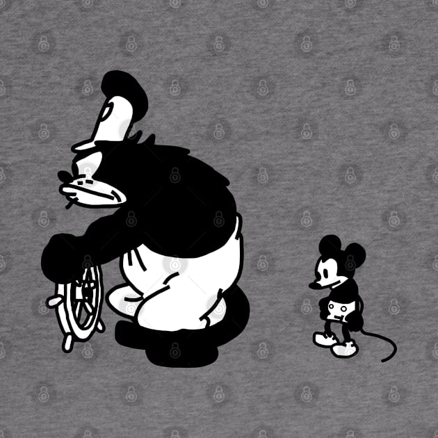 Steamboat Willie with Angry Cat and Sad Mouse by ellenhenryart